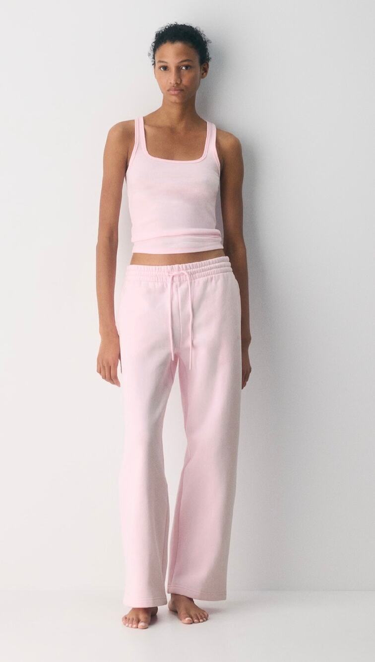 Aritzia Sweatfleece Cozy Boyfriend Fit Wide Leg Sweatpants Medium Pink